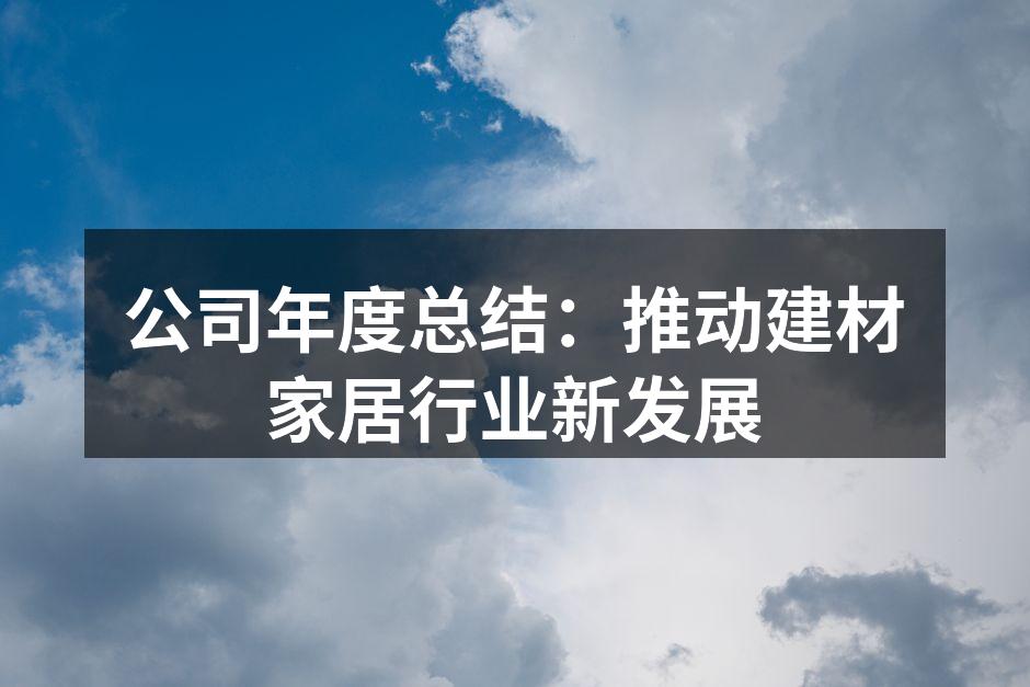 公司年度总结：推动建材家居行业新发展