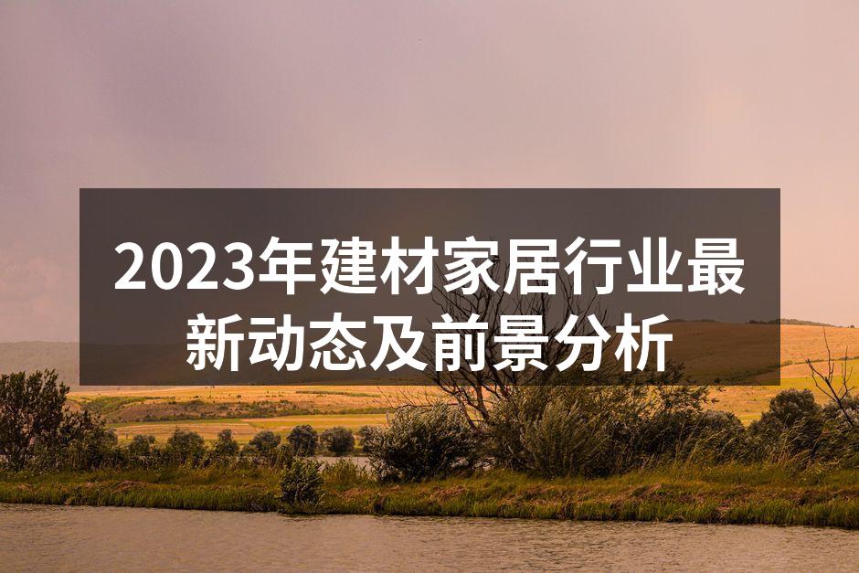 2023年建材家居行业最新动态及前景分析